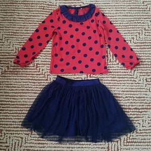 Mini Boden 5-6 top with 7 O'shkosh tulle skirt